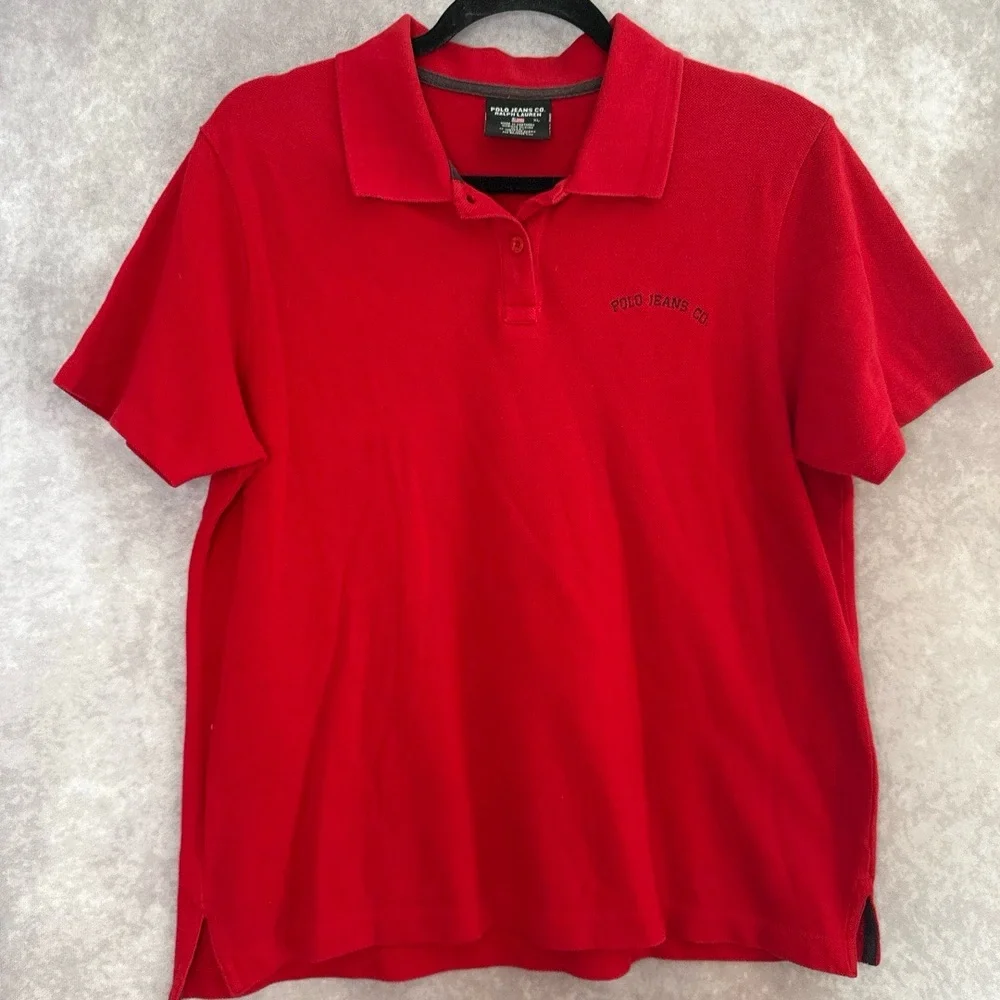 VTG 90's Polo Jeans Co Ralph Lauren‎ Men's Polo Size XL Red Embroidered Collar